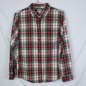 LL Bean Womens Scotch Plaid Flannel Shirt, Relaxed